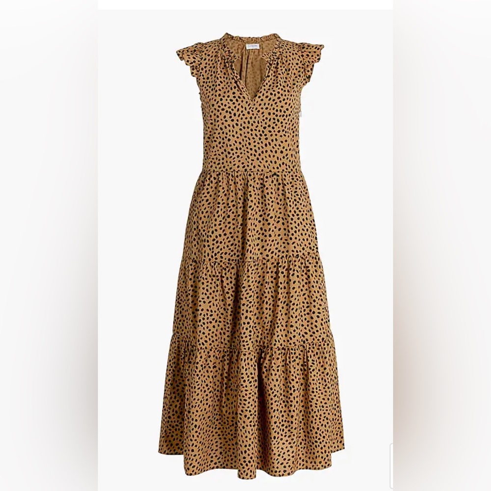 J.Crew Factory Cotton Poplin Tiered Midi Dress Medium